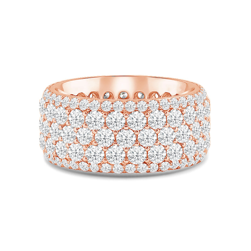 Full Pave Five-Row Diamond Wide Eternity Ring with 18KT Rose Gold / Lab / 5 3/8 Cut Diamond in 14KT Rose Gold / Lab / 5 3/8 view 1
