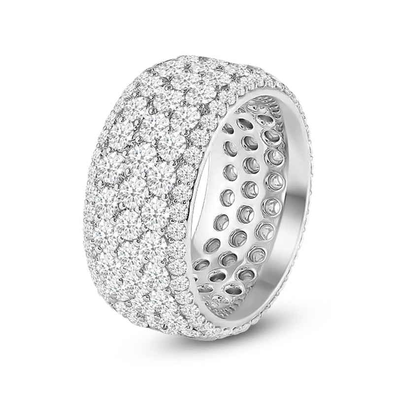 Full Pave Five-Row Diamond Wide Eternity Ring with Platinum / Lab / 5 3/8 Cut Diamond in 14KT Platinum / Lab / 5 3/8 view 2
