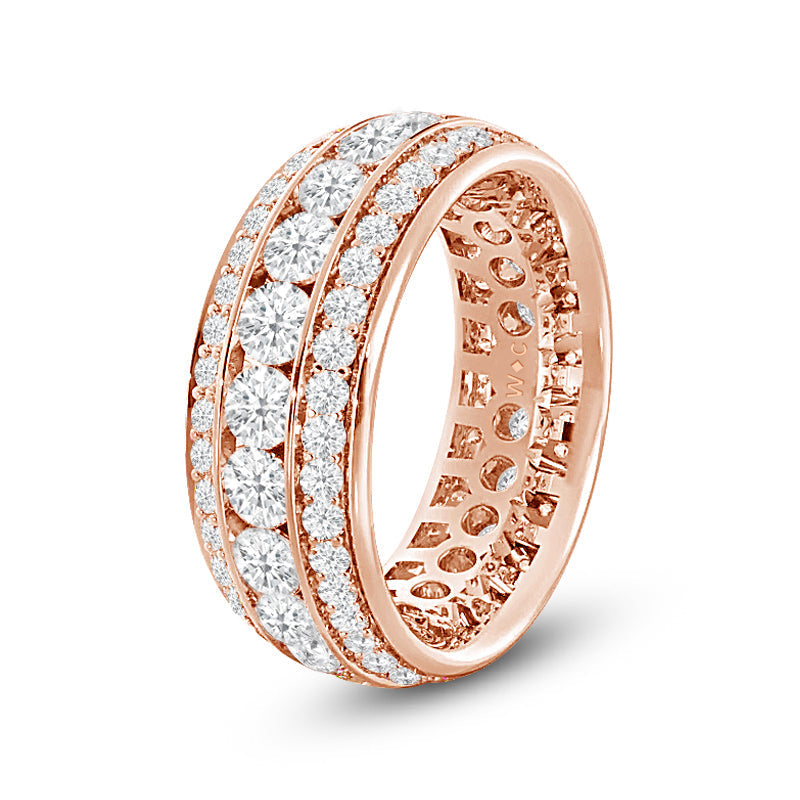 Channel Set Big and Small Diamond Eternity Ring with 18KT Rose Gold / Lab / 2 1/3 Cut Diamond in 14KT Rose Gold / Lab / 2 1/3 view 2

