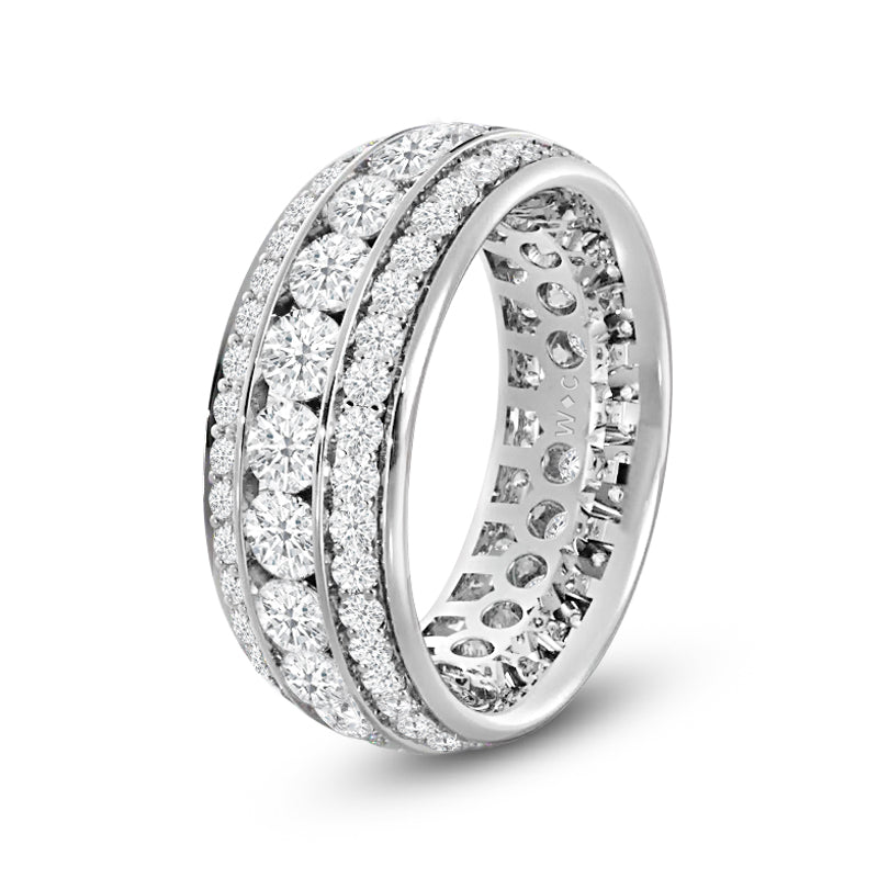 Channel Set Big and Small Diamond Eternity Ring with Platinum / Lab / 2 1/3 Cut Diamond in 14KT Platinum / Lab / 2 1/3 view 2
