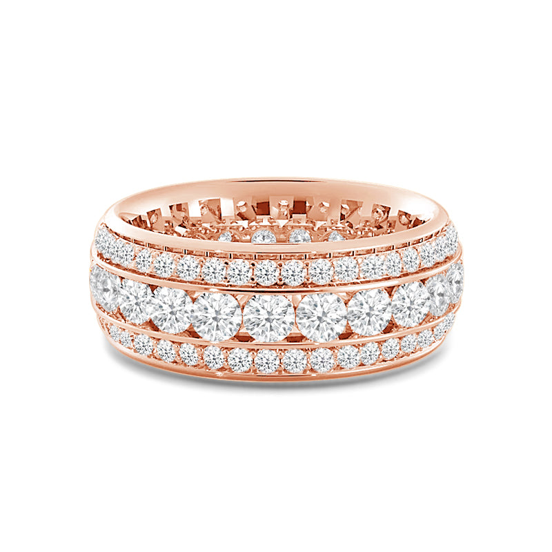 Channel Set Big and Small Diamond Eternity Ring with 18KT Rose Gold / Lab / 3 Cut Diamond in 14KT Rose Gold / Lab / 3 view 1
