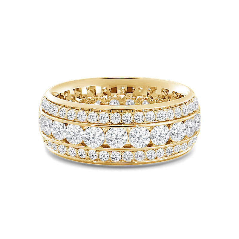 Channel Set Big and Small Diamond Eternity Ring with 18KT Yellow Gold / Lab / 3 3/4 Cut Diamond in 14KT Yellow Gold / Lab / 3 3/4 view 1
