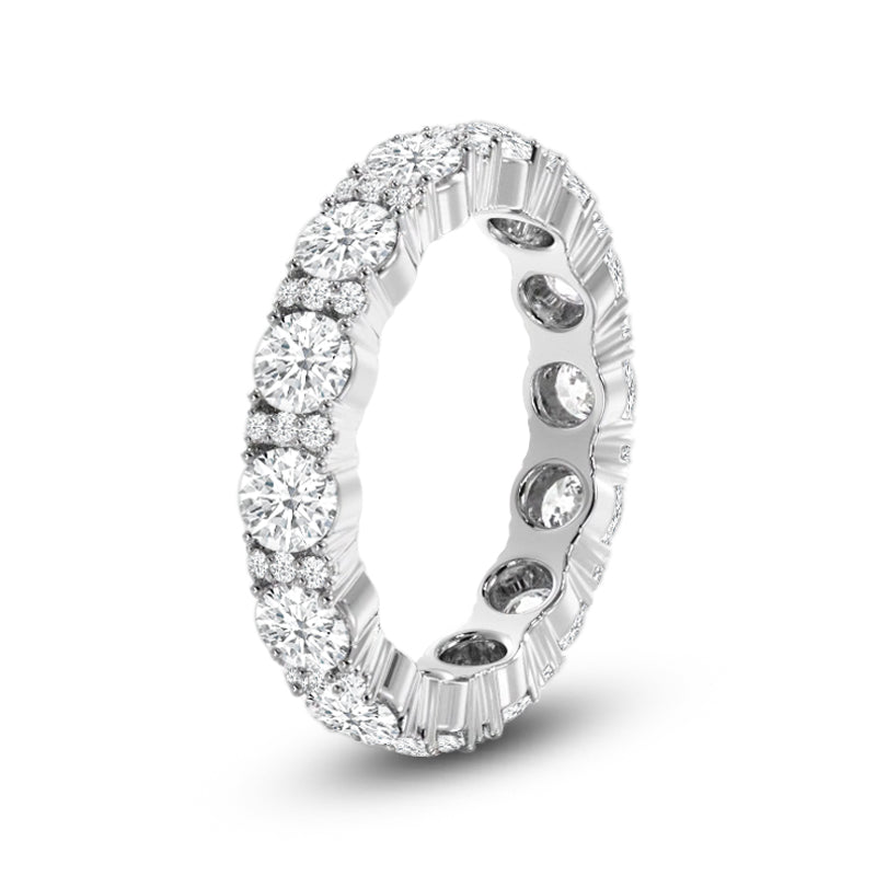 Micro Pave Accent Round Diamond Eternity Ring with Platinum / Lab / 2 3/8 Cut Diamond in 14KT Platinum / Lab / 2 3/8 view 2
