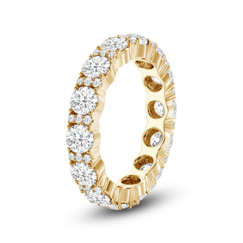 Micro Pave Accent Round Diamond Eternity Ring with 18KT Yellow Gold / Lab / 3 1/2 Cut Diamond in 14KT Yellow Gold / Lab / 3 1/2 view 2
