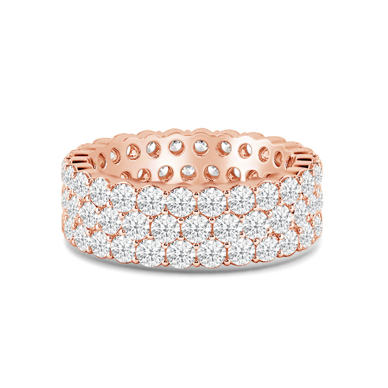 Triple Row Shared Prong Diamond Eternity Ring with 18KT Rose Gold / Lab / 4 5/8 Cut Diamond in 14KT Rose Gold / Lab / 4 5/8 view 1
