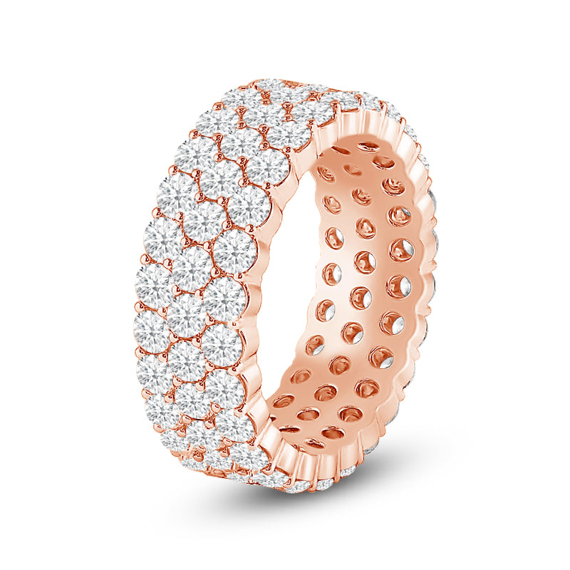 Triple Row Shared Prong Diamond Eternity Ring with 18KT Rose Gold / Lab / 4 5/8 Cut Diamond in 14KT Rose Gold / Lab / 4 5/8 view 2
