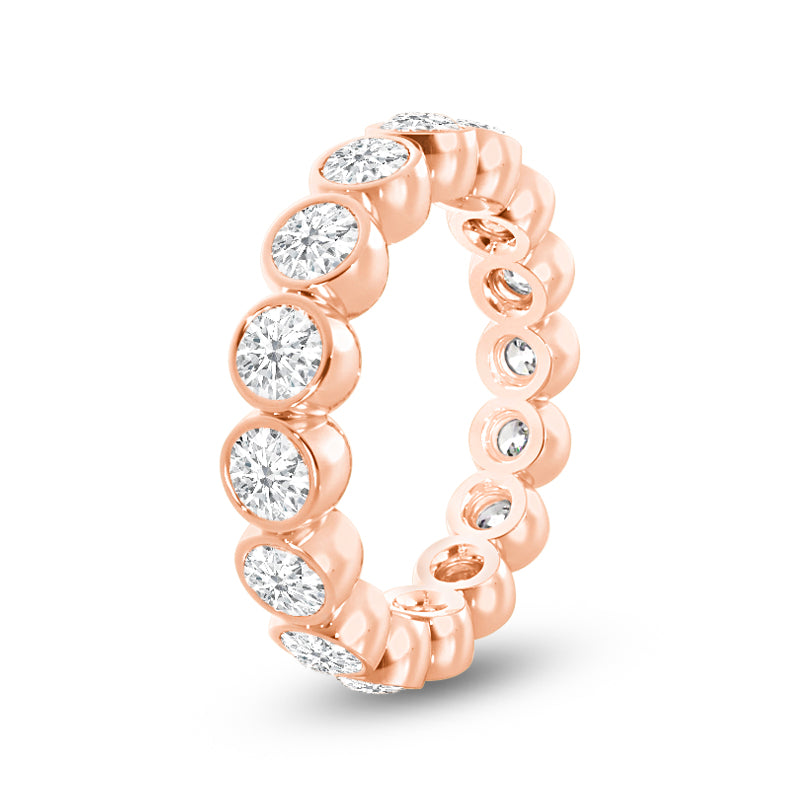 Scalloped Bezel Diamond Eternity Ring with 18KT Rose Gold / Lab / 3 3/4 Cut Diamond in 14KT Rose Gold / Lab / 3 3/4 view 2
