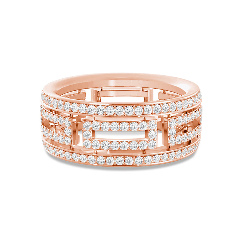 Geometric Cut-Out Round Diamond Wide Eternity Ring with 18KT Rose Gold / Lab / 1 1/8 Cut Diamond in 14KT Rose Gold / Lab / 1 1/8 view 1
