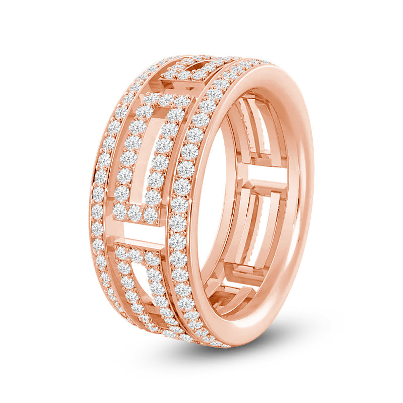 Geometric Cut-Out Round Diamond Wide Eternity Ring with 18KT Rose Gold / Lab / 1 1/8 Cut Diamond in 14KT Rose Gold / Lab / 1 1/8 view 2
