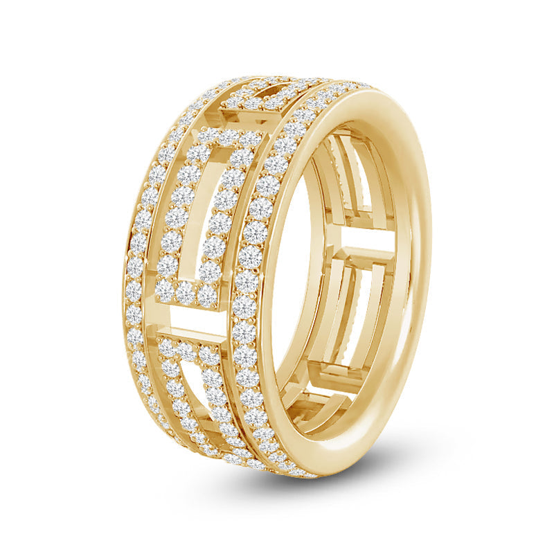 Geometric Cut-Out Round Diamond Wide Eternity Ring with 18KT Yellow Gold / Lab / 1 1/8 Cut Diamond in 14KT Yellow Gold / Lab / 1 1/8 view 2
