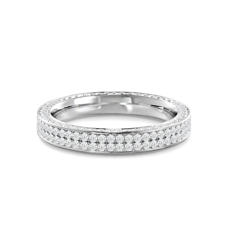 Pave Sides Double Row Round Diamond Eternity Ring with Platinum / Lab / 1 1/2 Cut Diamond in 14KT Platinum / Lab / 1 1/2 view 1
