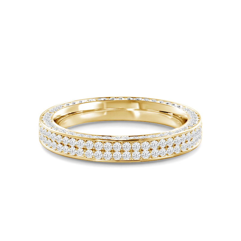 Pave Sides Double Row Round Diamond Eternity Ring with 18KT Yellow Gold / Lab / 1 1/2 Cut Diamond in 14KT Yellow Gold / Lab / 1 1/2 view 1
