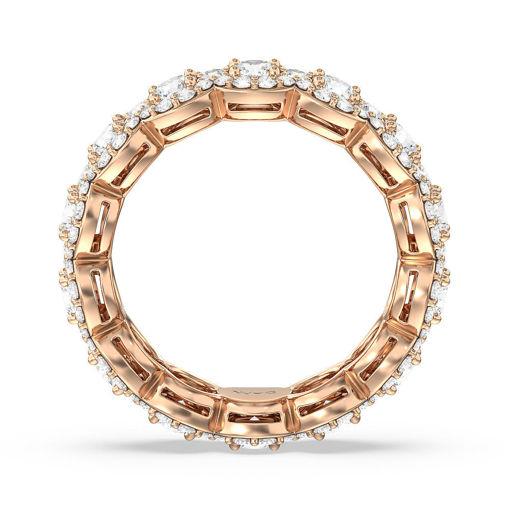 Round Halo Eternity Ring with 18KT Rose Gold / Natural / 3 3/8 Cut Diamond in 14KT Rose Gold / Natural / 3 3/8 view 3
