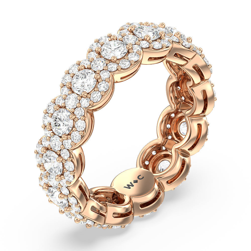 Round Halo Eternity Ring with 18KT Rose Gold / Natural / 3 3/8 Cut Diamond in 14KT Rose Gold / Natural / 3 3/8 view 2
