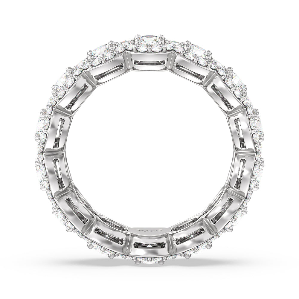 Round Halo Eternity Ring with Platinum / Natural / 3 3/8 Cut Diamond in 14KT Platinum / Natural / 3 3/8 view 3
