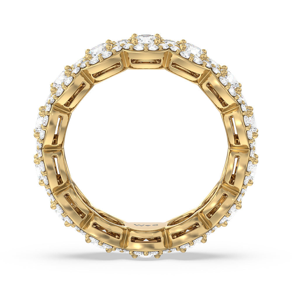 Round Halo Eternity Ring with 18KT Yellow Gold / Natural / 3 3/8 Cut Diamond in 14KT Yellow Gold / Natural / 3 3/8 view 3
