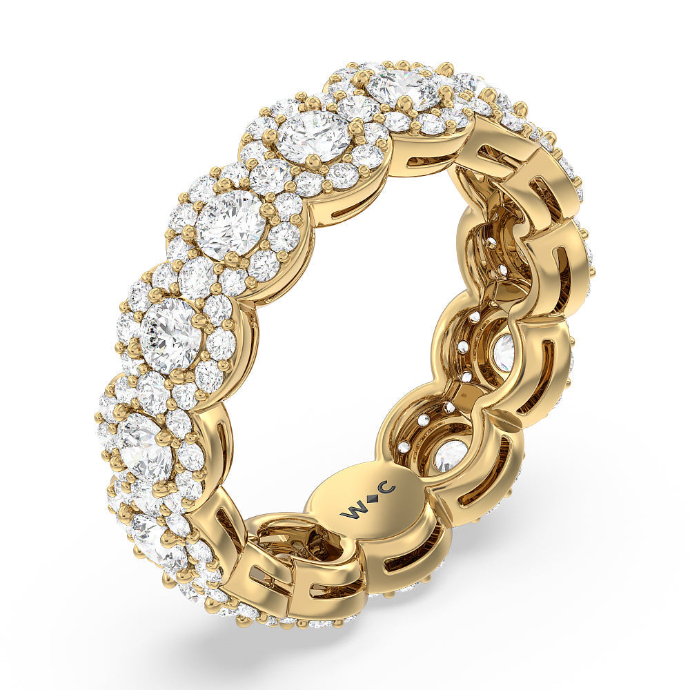 Round Halo Eternity Ring with 18KT Yellow Gold / Natural / 3 3/8 Cut Diamond in 14KT Yellow Gold / Natural / 3 3/8 view 2
