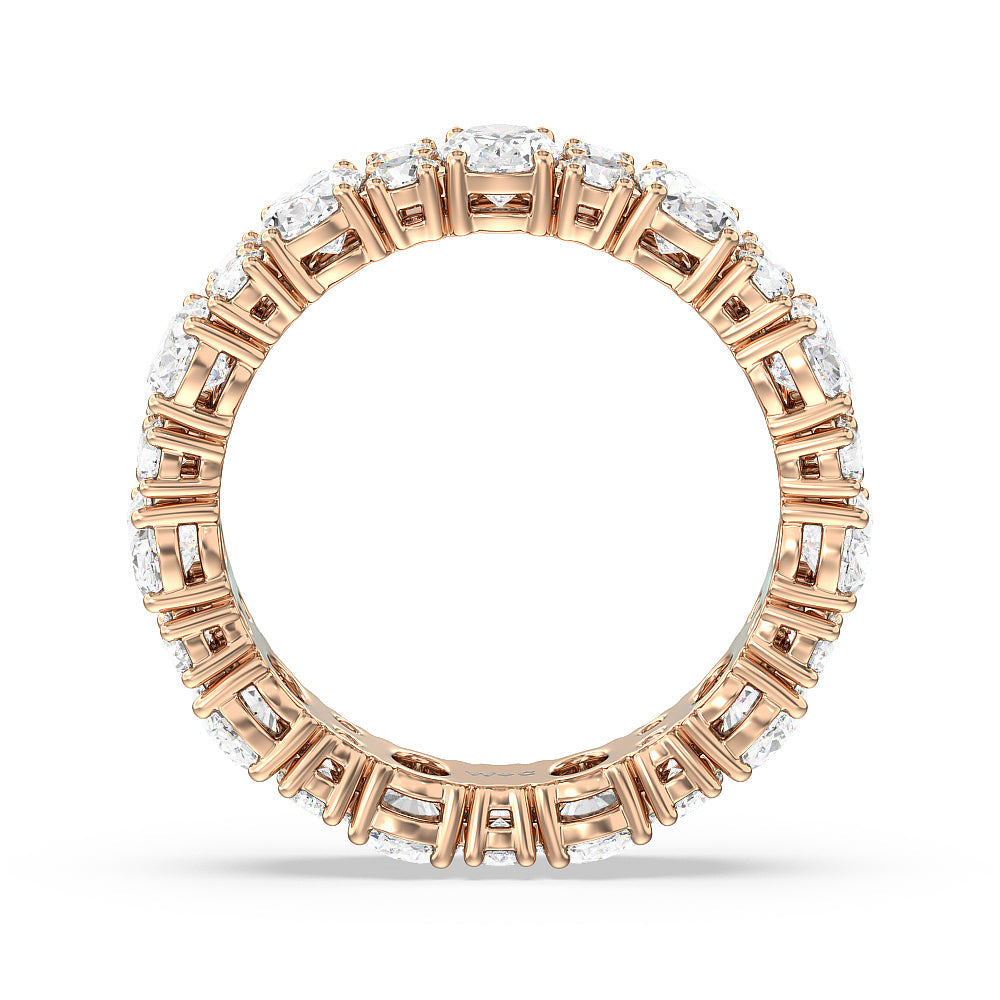 Oval & Rounds Station Eternity Ring with 18KT Rose Gold / Natural / 4 5/8 Cut Diamond in 14KT Rose Gold / Natural / 4 5/8 view 3
