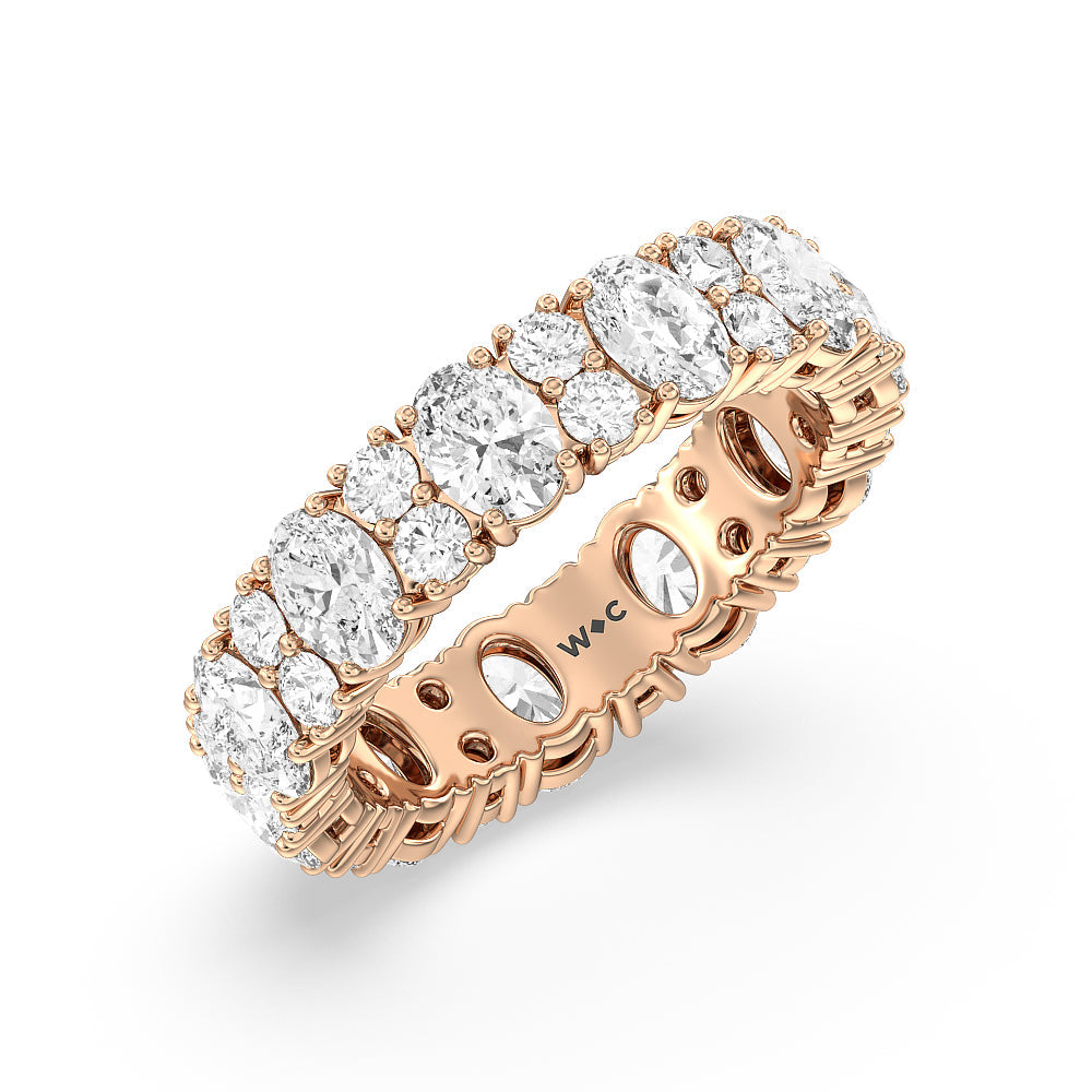 Oval & Rounds Station Eternity Ring with 18KT Rose Gold / Natural / 4 5/8 Cut Diamond in 14KT Rose Gold / Natural / 4 5/8 view 2
