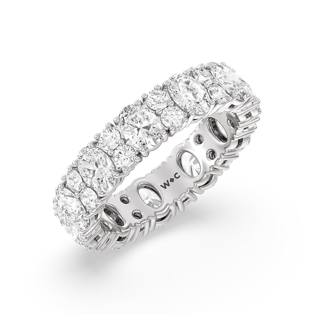 Oval & Rounds Station Eternity Ring with Platinum / Natural / 4 5/8 Cut Diamond in 14KT Platinum / Natural / 4 5/8 view 2
