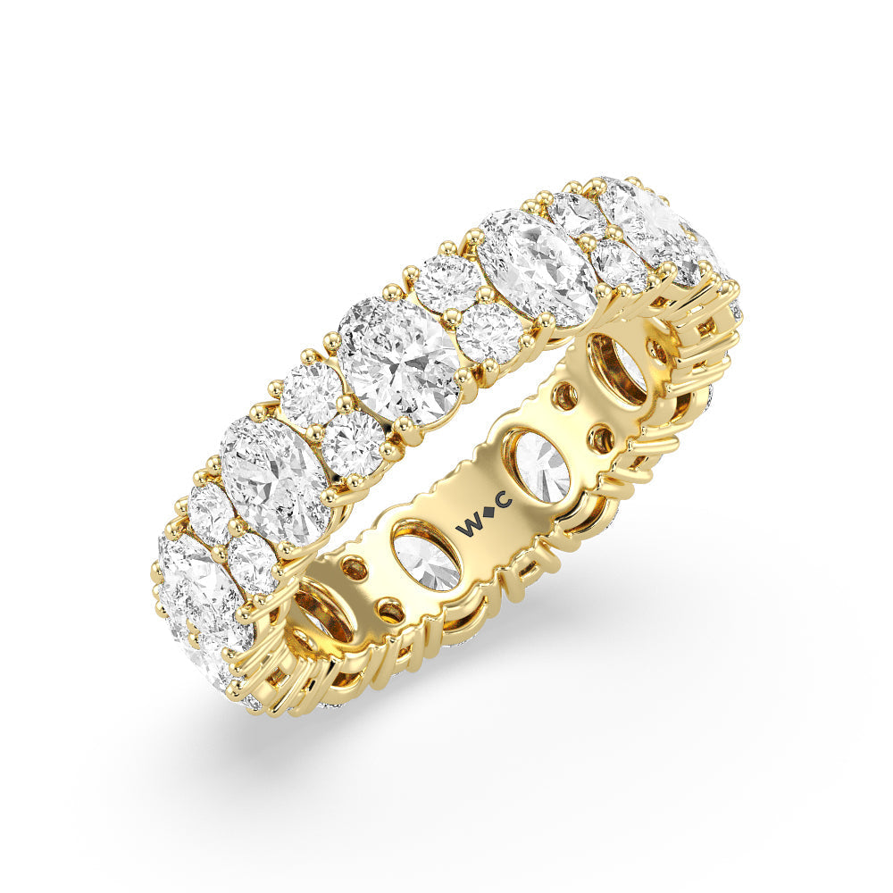 Oval & Rounds Station Eternity Ring with 18KT Yellow Gold / Natural / 4 5/8 Cut Diamond in 14KT Yellow Gold / Natural / 4 5/8 view 2
