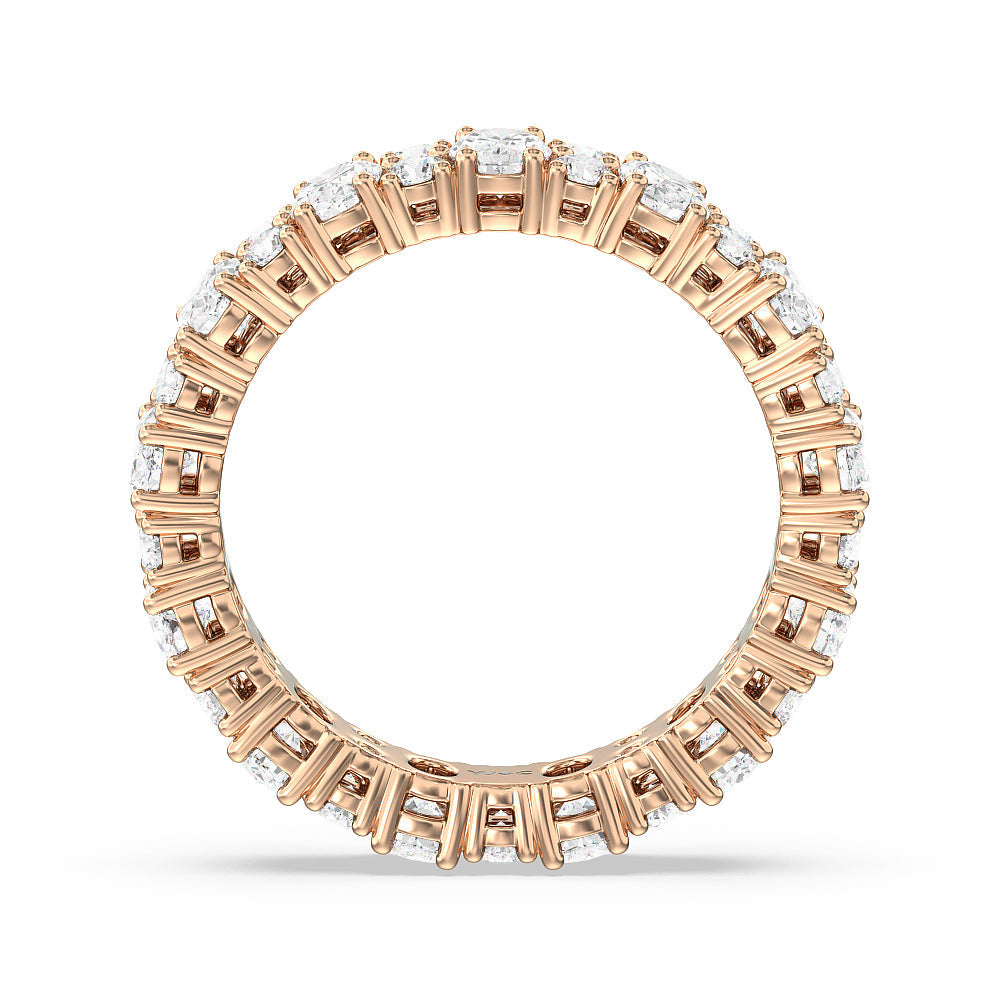 Oval & Rounds Station Eternity Ring with 18KT Rose Gold / Natural / 3 1/2 Cut Diamond in 14KT Rose Gold / Natural / 3 1/2 view 3
