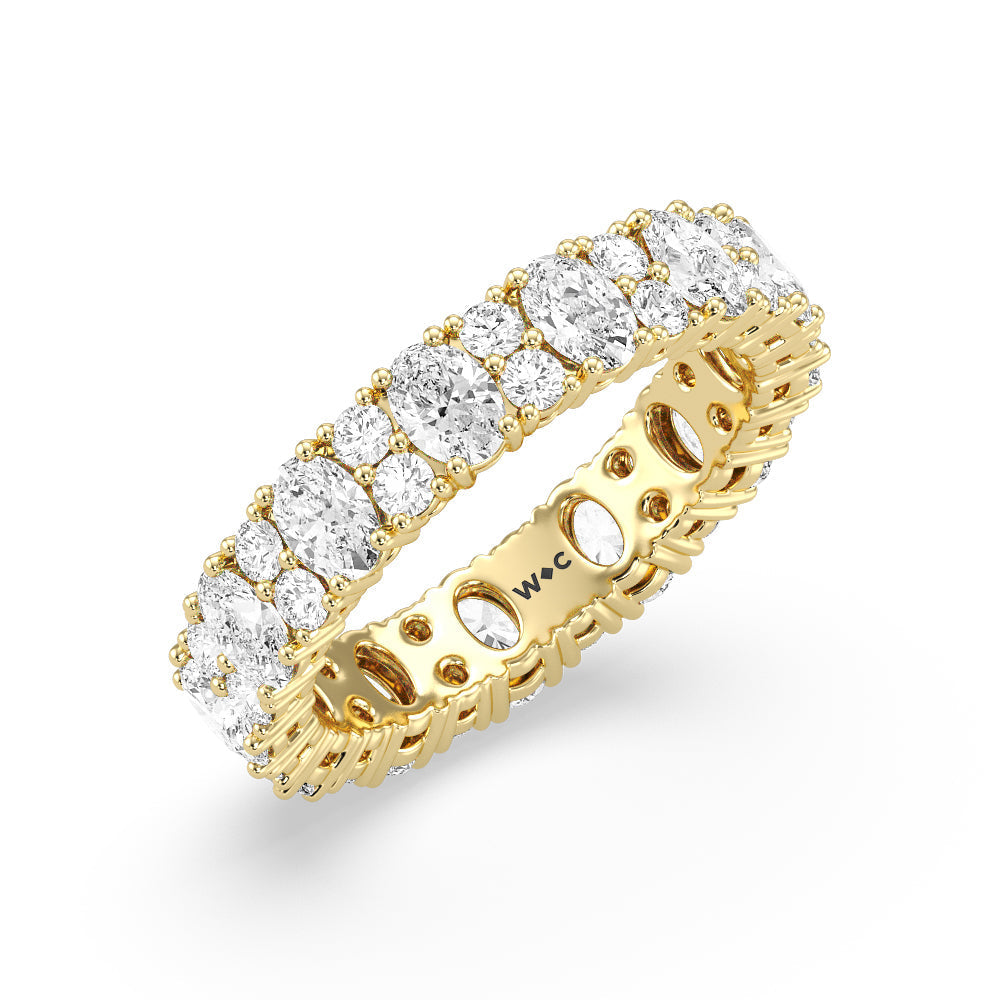 Oval & Rounds Station Eternity Ring with 18KT Yellow Gold / Natural / 3 1/2 Cut Diamond in 14KT Yellow Gold / Natural / 3 1/2 view 2
