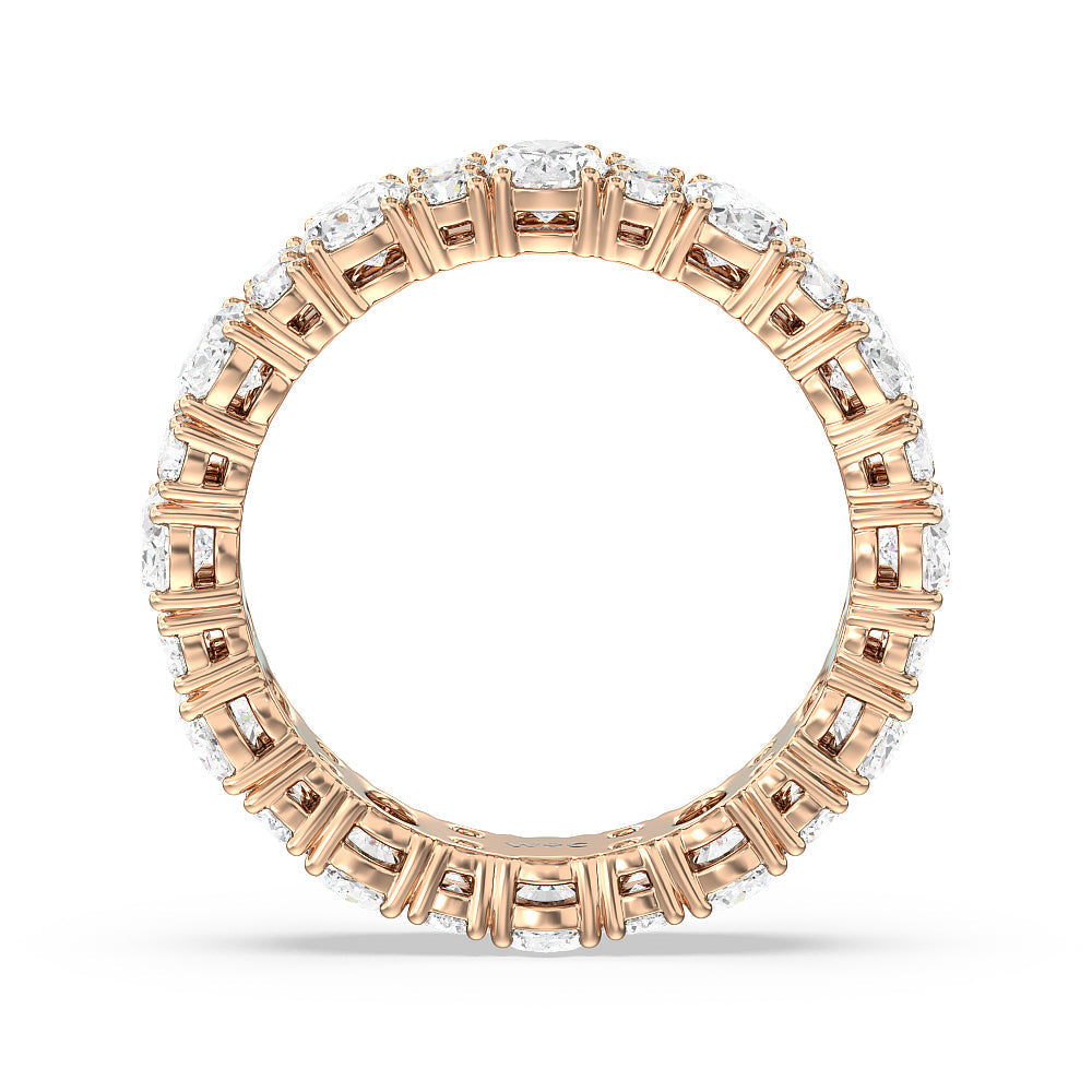 Oval & Rounds Station Eternity Ring with 18KT Rose Gold / Natural / 4 Cut Diamond in 14KT Rose Gold / Natural / 4 view 3
