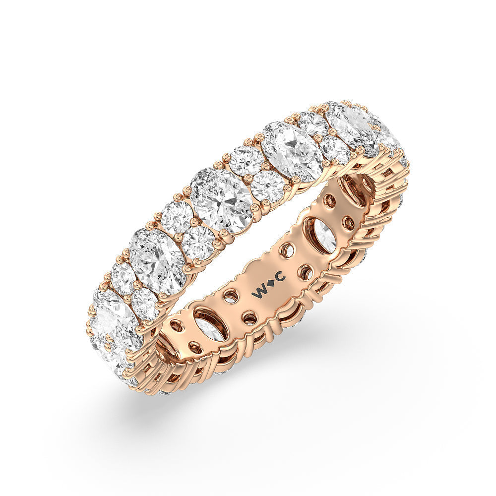 Oval & Rounds Station Eternity Ring with 18KT Rose Gold / Natural / 4 Cut Diamond in 14KT Rose Gold / Natural / 4 view 2
