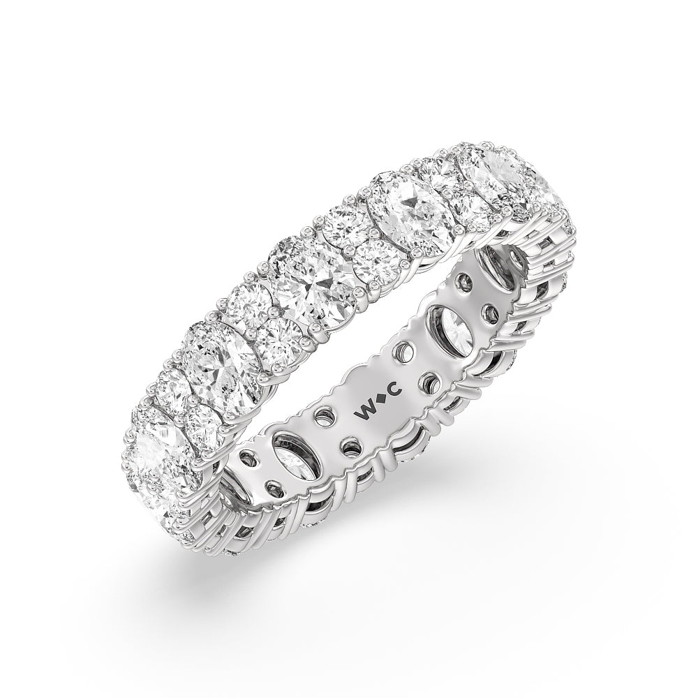 Oval & Rounds Station Eternity Ring with Platinum / Natural / 4 Cut Diamond in 14KT Platinum / Natural / 4 view 2
