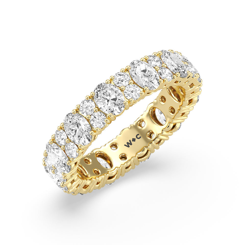 Oval & Rounds Station Eternity Ring with 18KT Yellow Gold / Natural / 4 Cut Diamond in 14KT Yellow Gold / Natural / 4 view 2
