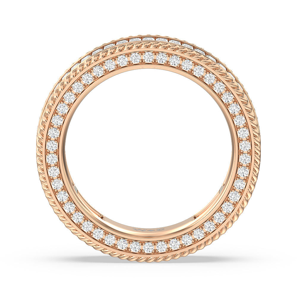 Rope Edge Baguette Stones Eternity Ring with 18KT Rose Gold / Natural / 2 1/5 Cut Diamond in 14KT Rose Gold / Natural / 2 1/5 view 3
