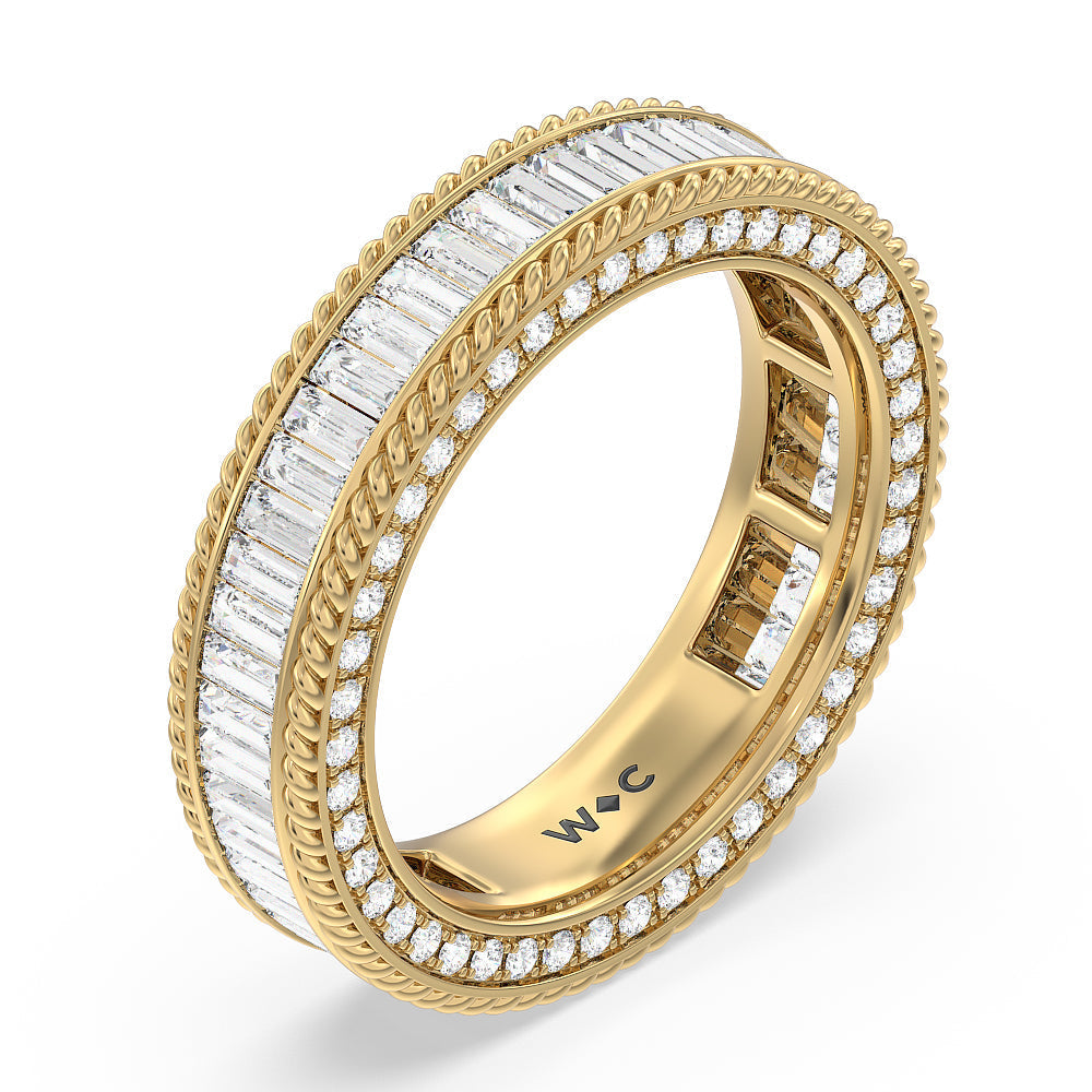 Rope Edge Baguette Stones Eternity Ring with 18KT Yellow Gold / Natural / 2 1/5 Cut Diamond in 14KT Yellow Gold / Natural / 2 1/5 view 2
