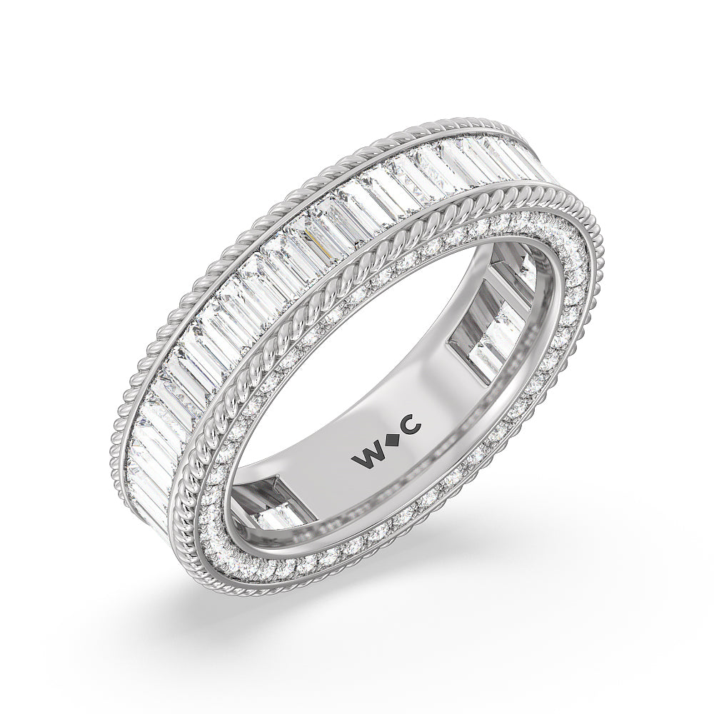 Rope Edge Baguette Stones Eternity Ring with Platinum / Natural / 2 1/3 Cut Diamond in 14KT Platinum / Natural / 2 1/3 view 2
