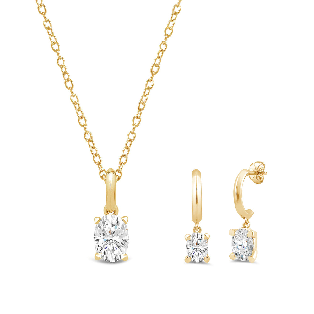 The Drop Oval Set with 14KT Yellow Gold / Lab / 2 1/2 Cut Diamond in 14KT Yellow Gold / Lab / 2 1/2 view 1
